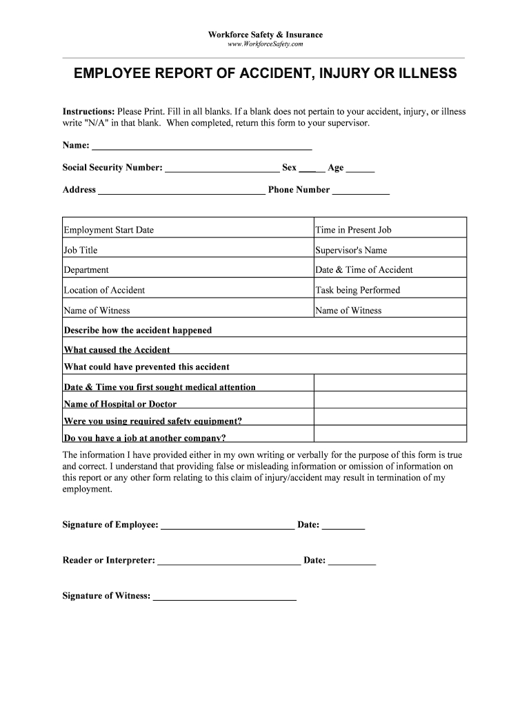 Employee Incident Report Template – Fill Online, Printable For Injury Report Form Template