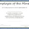 Employee Of The Month Award Wording – Corto.foreversammi With Regard To Employee Of The Month Certificate Template With Picture