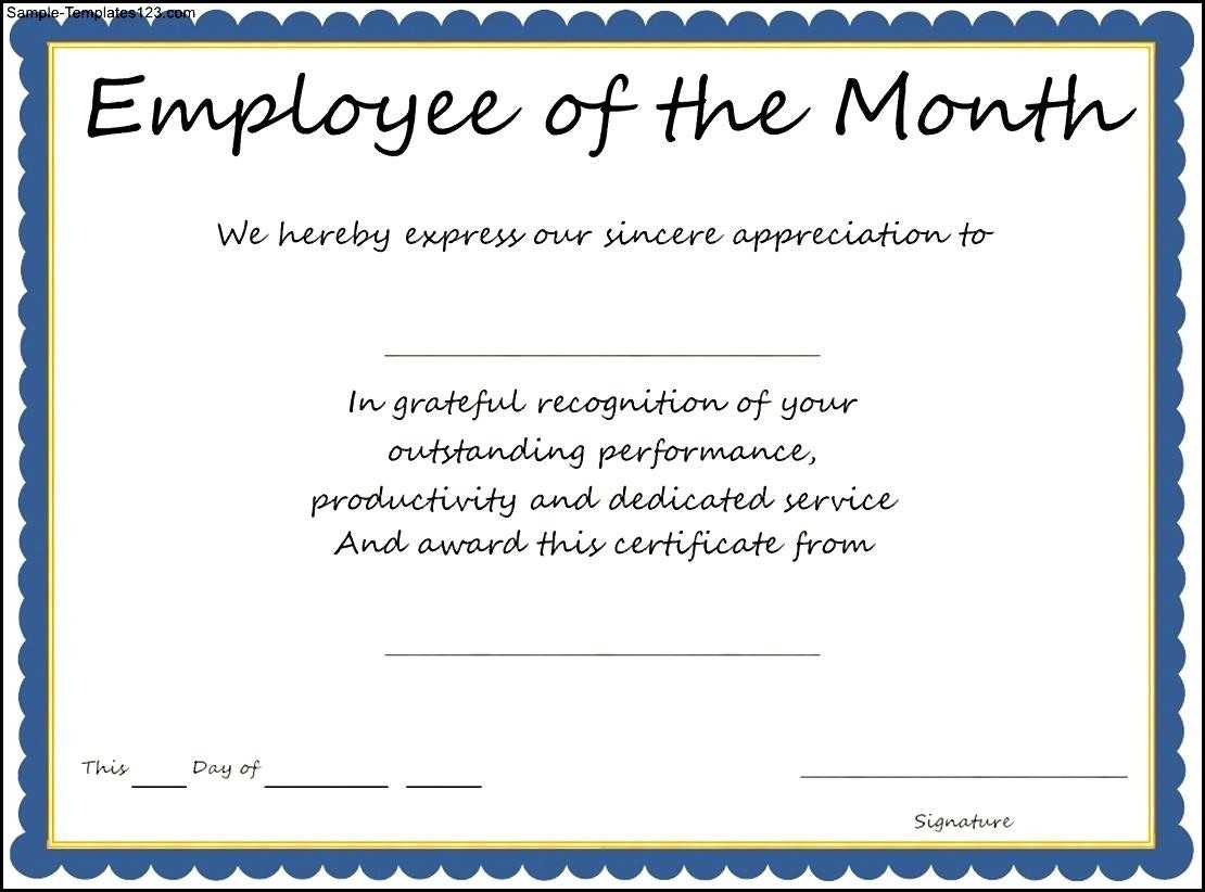 Employee Of The Month Award Wording – Corto.foreversammi With Regard To Employee Of The Month Certificate Template With Picture