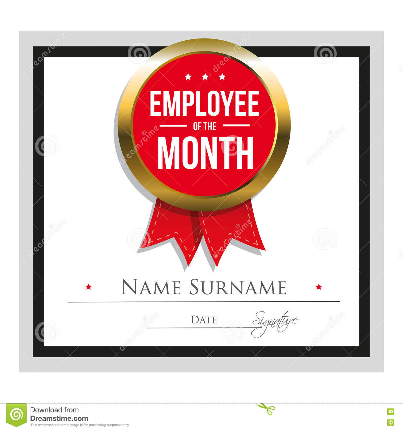 Employee Of The Month Certificate Template Stock Vector In Best Employee Award Certificate Templates