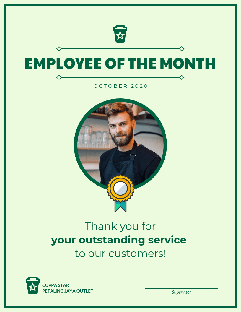 Employee Of The Month Certificate Template Template Regarding Employee Of The Month Certificate Template