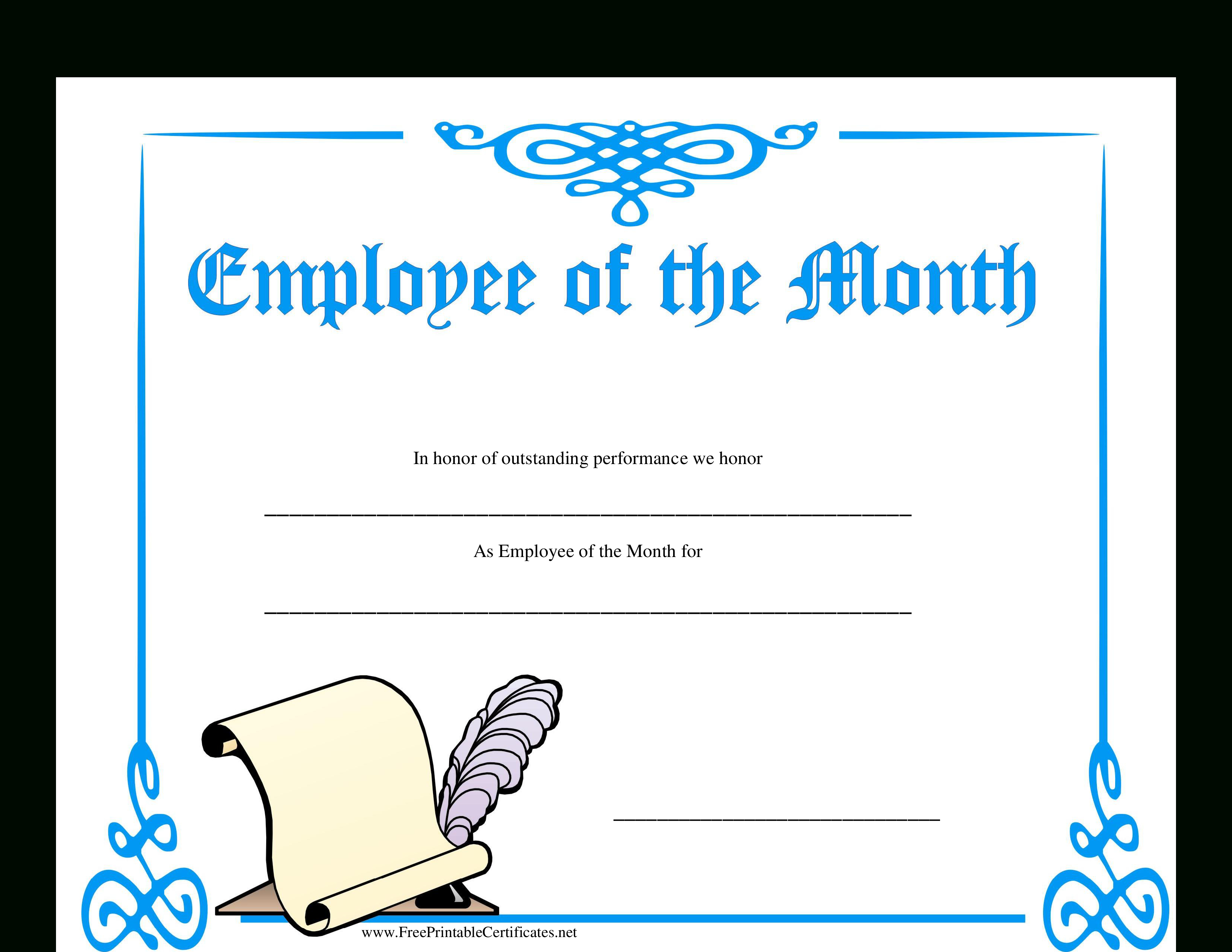 Employee Of The Month Certificate | Templates At Throughout Employee Of The Month Certificate Templates