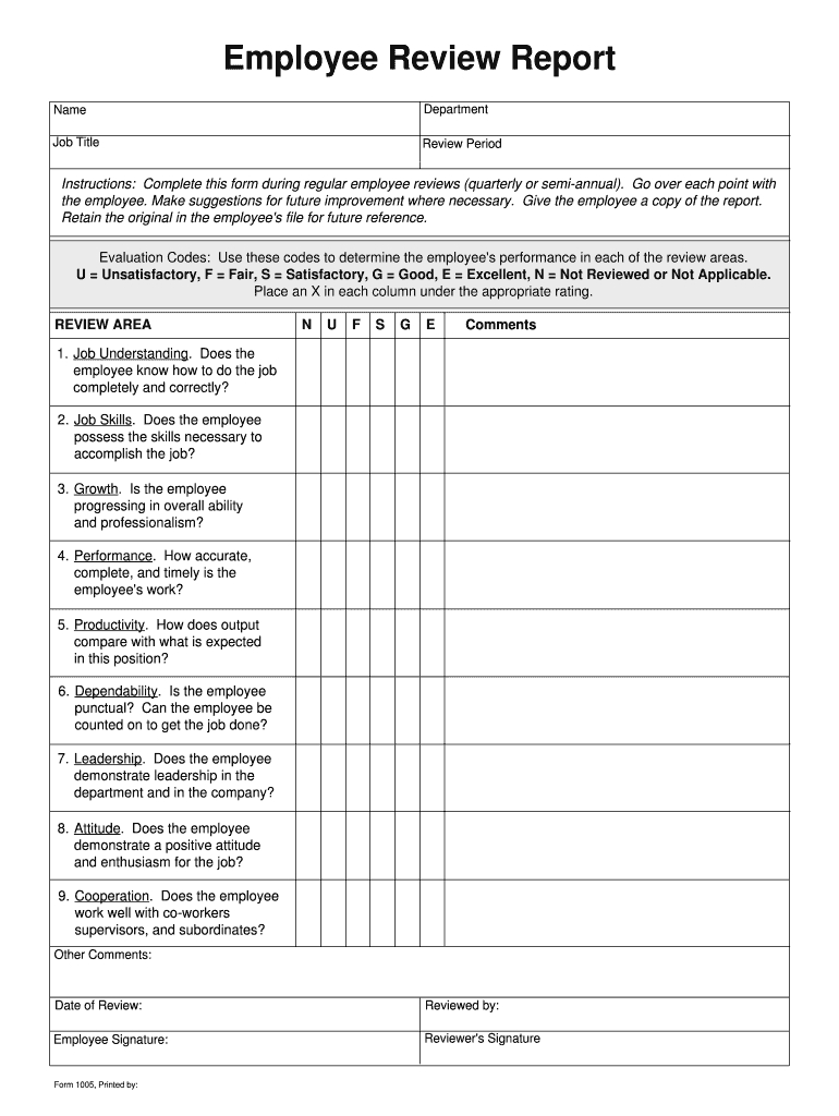 Employee Performance Review Template Excel – Fill Online Throughout Blank Evaluation Form Template