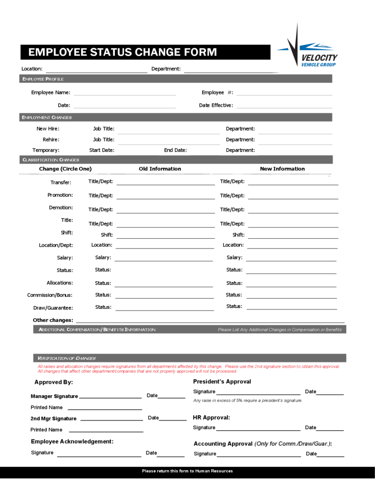 Employee Status Change Form – 4 Free Templates In Pdf, Word Intended For Word Employee Suggestion Form Template