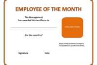 Employee The Month Certificate Template Free Microsoft Word with Employee Of The Month Certificate Templates