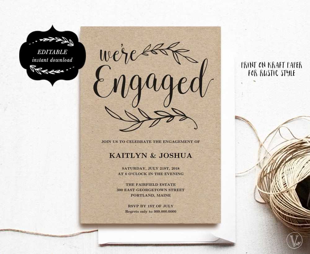 Engagement Invitation Template, Printable Engagement Party Within Engagement Invitation Card Template