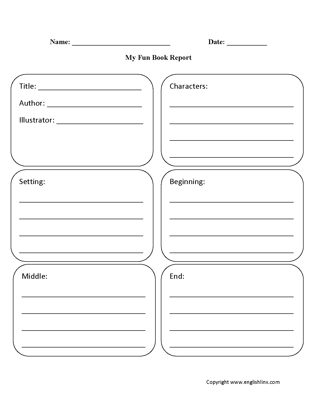 Englishlinx | Book Report Worksheets In 6Th Grade Book Report Template