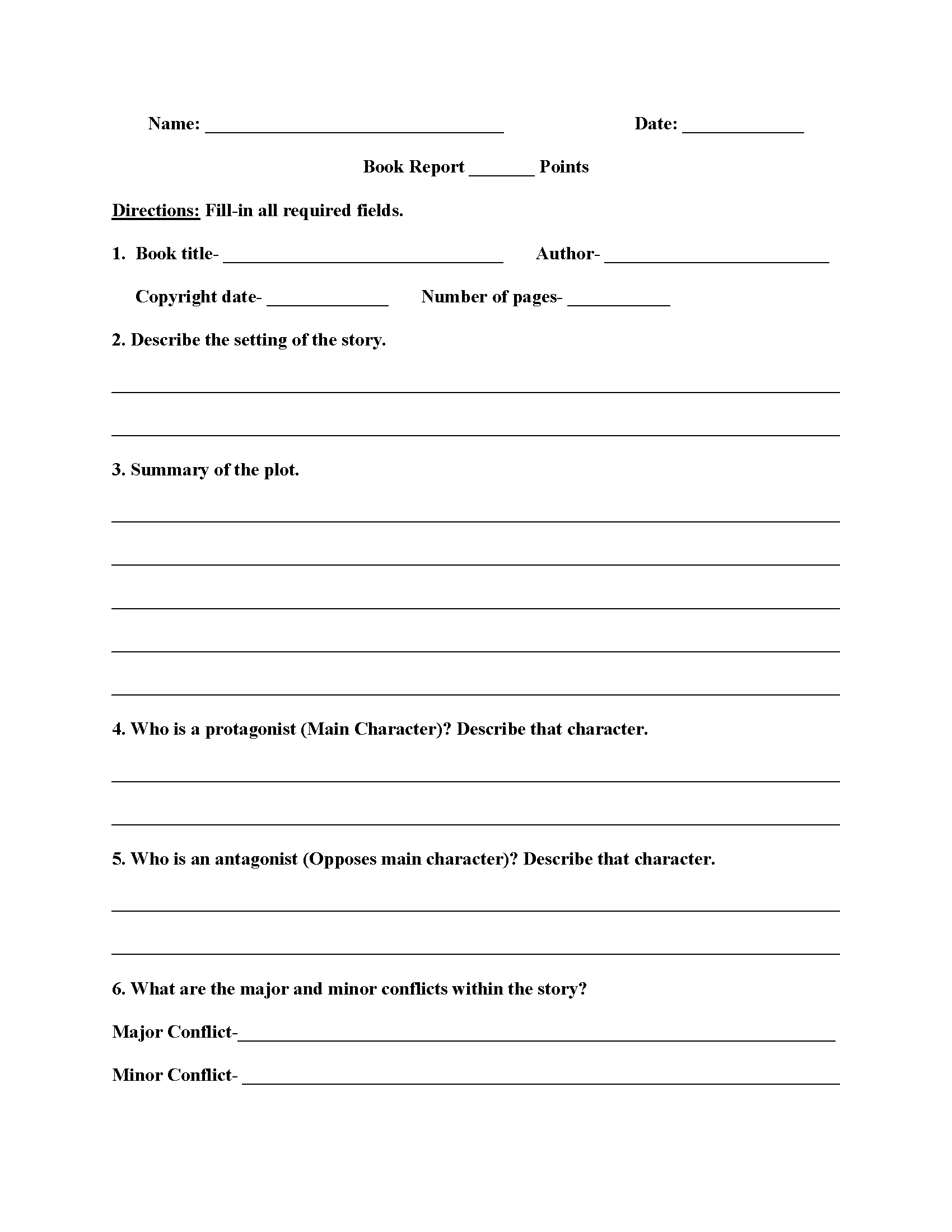 Englishlinx | Book Report Worksheets In 6Th Grade Book Report Template