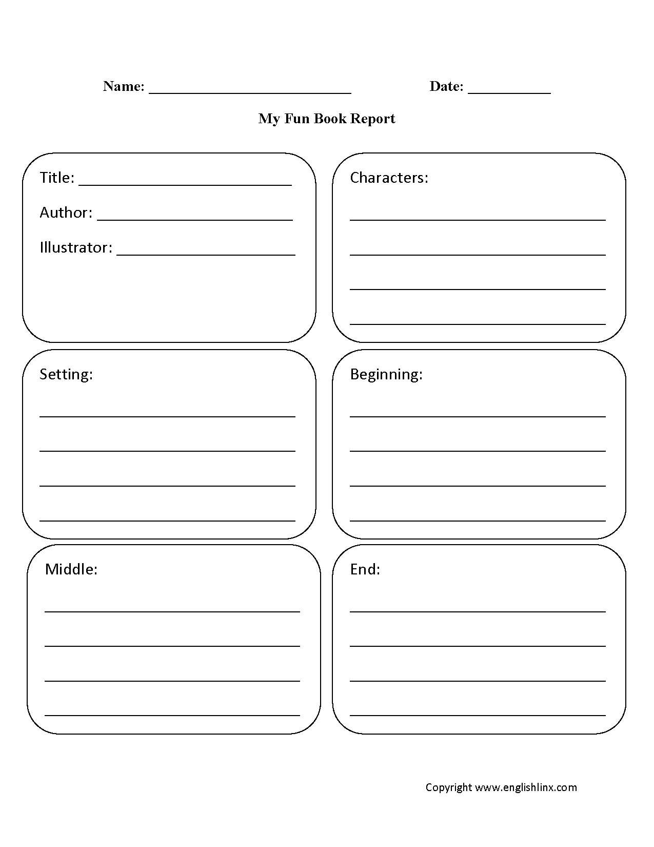 Englishlinx | Book Report Worksheets In First Grade Book Report Template
