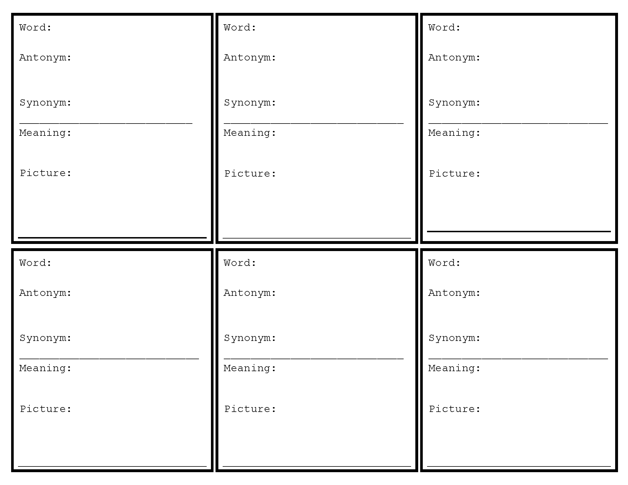 templates for vocabulary words - Zimer Pertaining To Blank Vocabulary Worksheet Template