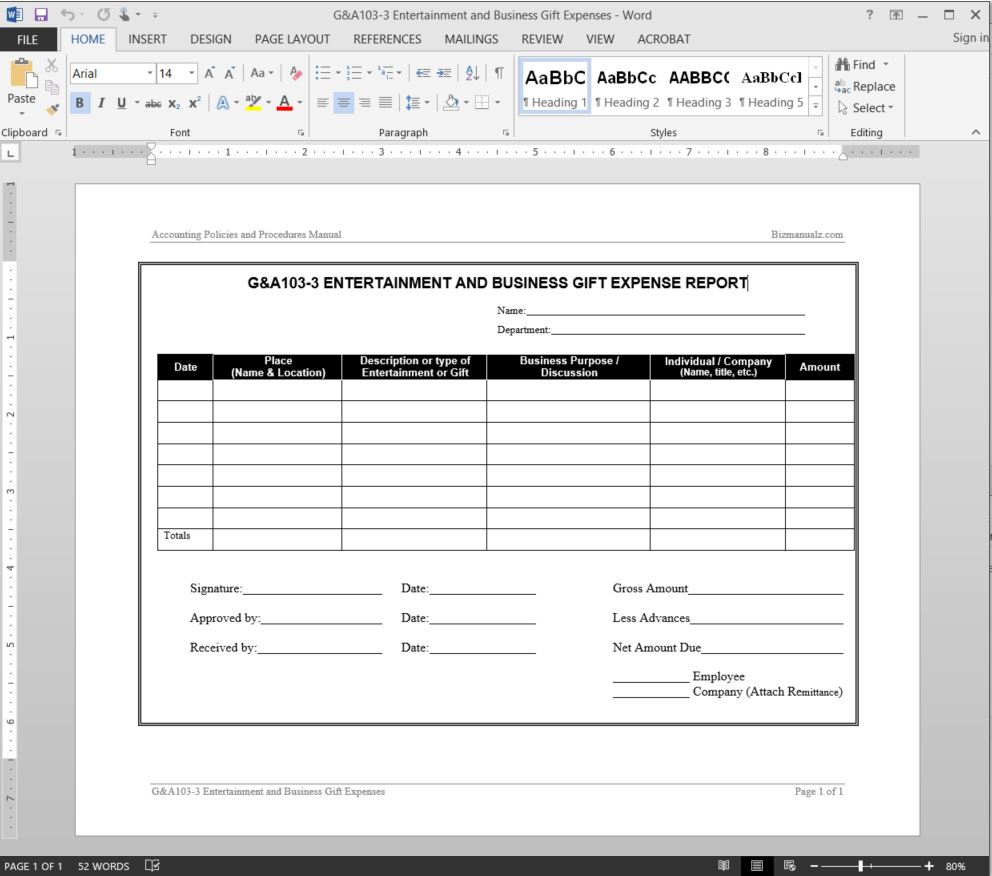 Entertainment Business Expenses Report Template | G&a103 3 Throughout Daily Expense Report Template