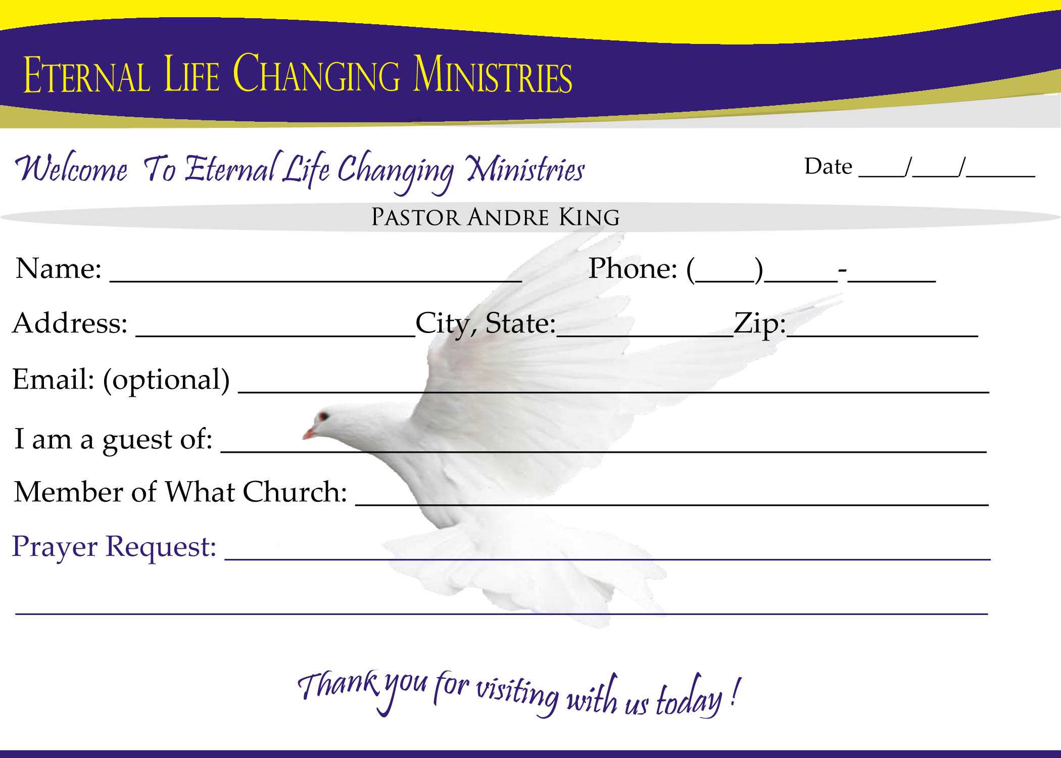 Eternal Life Visitor Card B | Creative Kingdom Designs Throughout Church Visitor Card Template Word