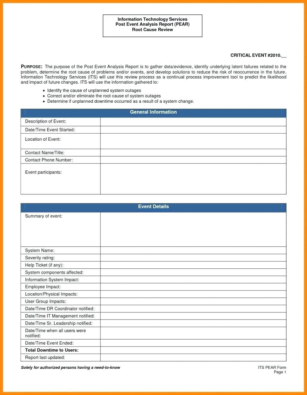 Event Analysis Template – Thermalprint.co Inside Event Debrief Report Template