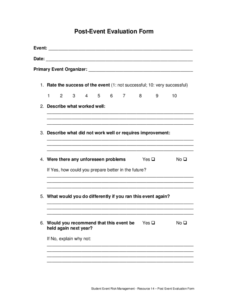 Event Feedback Form Template – Teplates For Every Day Within Post Event Evaluation Report Template