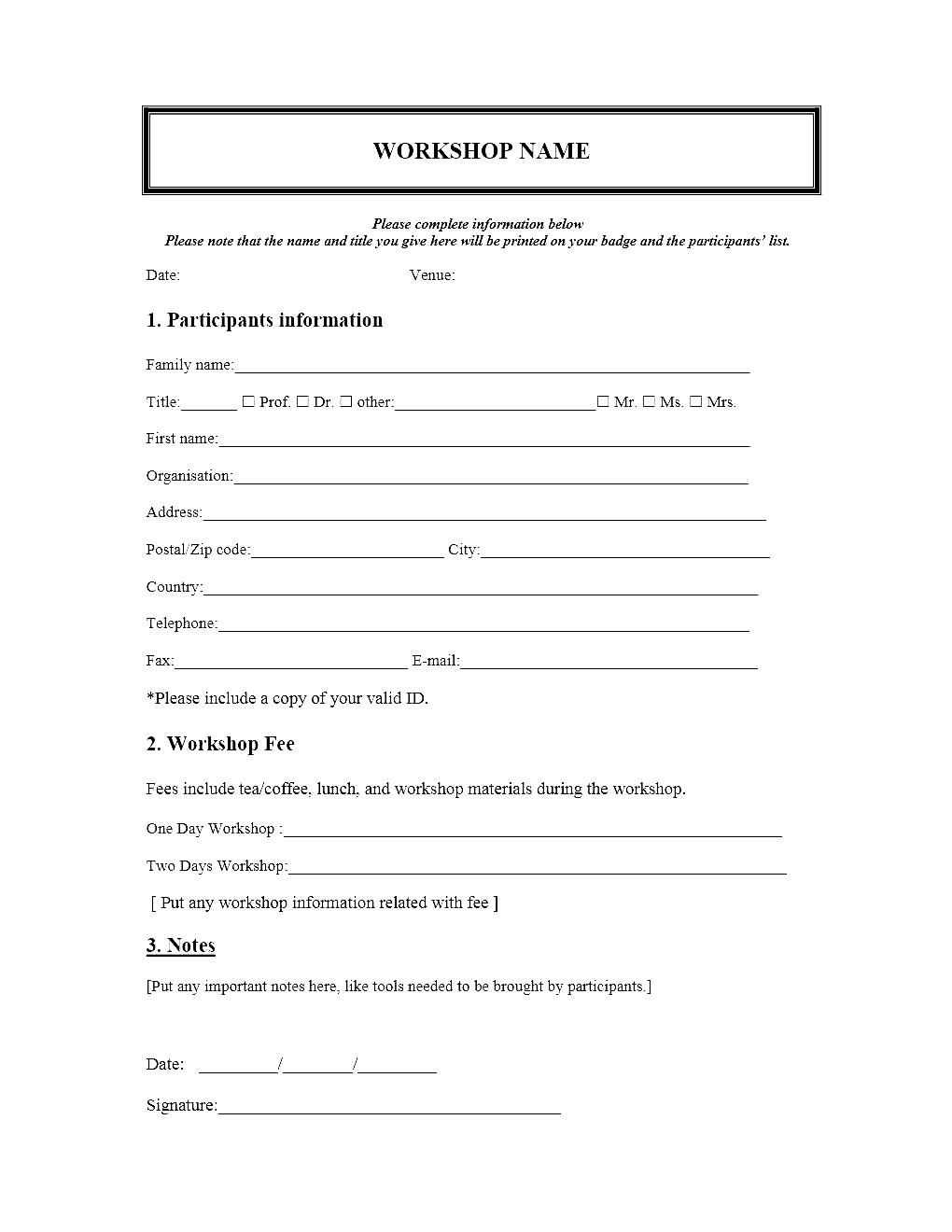 Event Registration Form Template Microsoft Word Within Seminar Registration Form Template Word