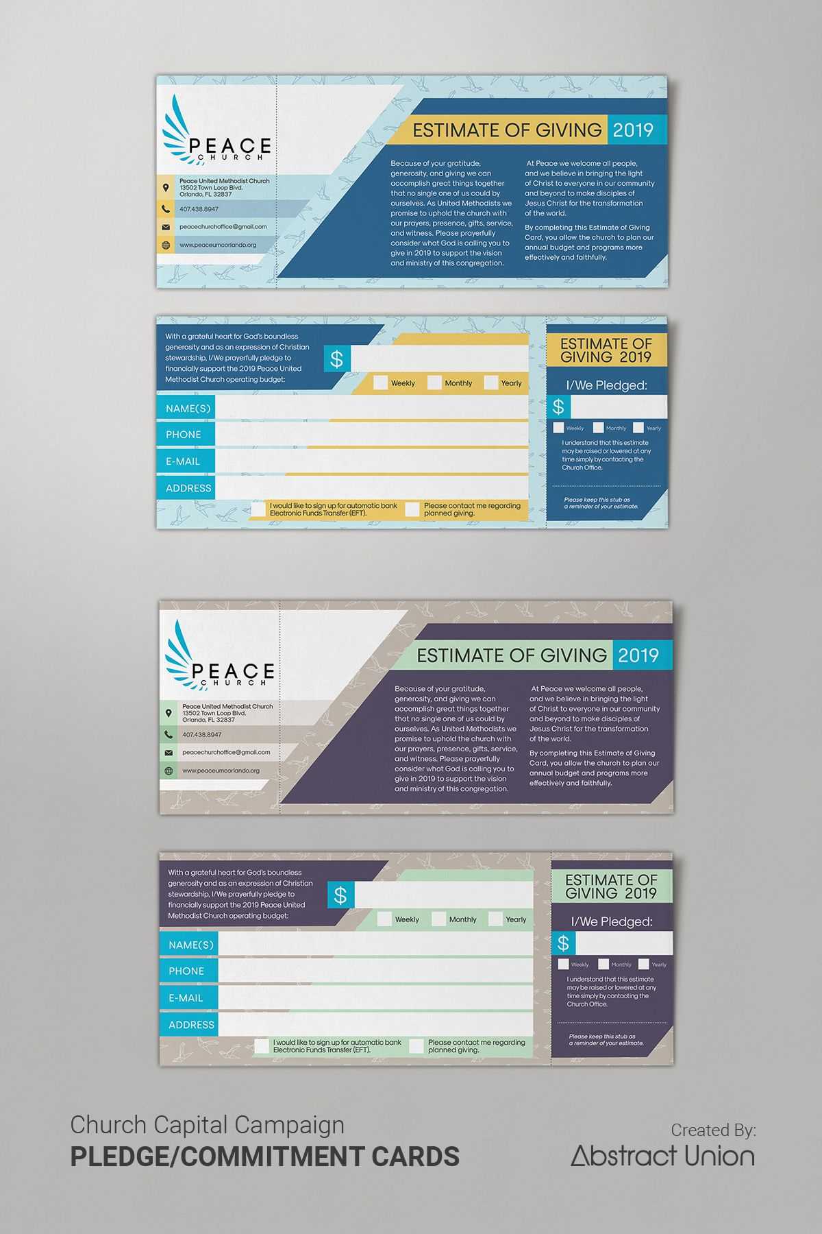 Example Of A Clean And Modern Pledge Card Layout We Designed With Regard To Pledge Card Template For Church