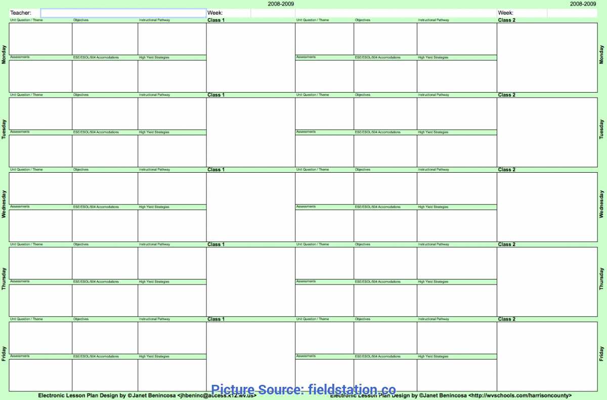 Excellent Blank Daily Lesson Plan Template High School With Teacher Plan Book Template Word