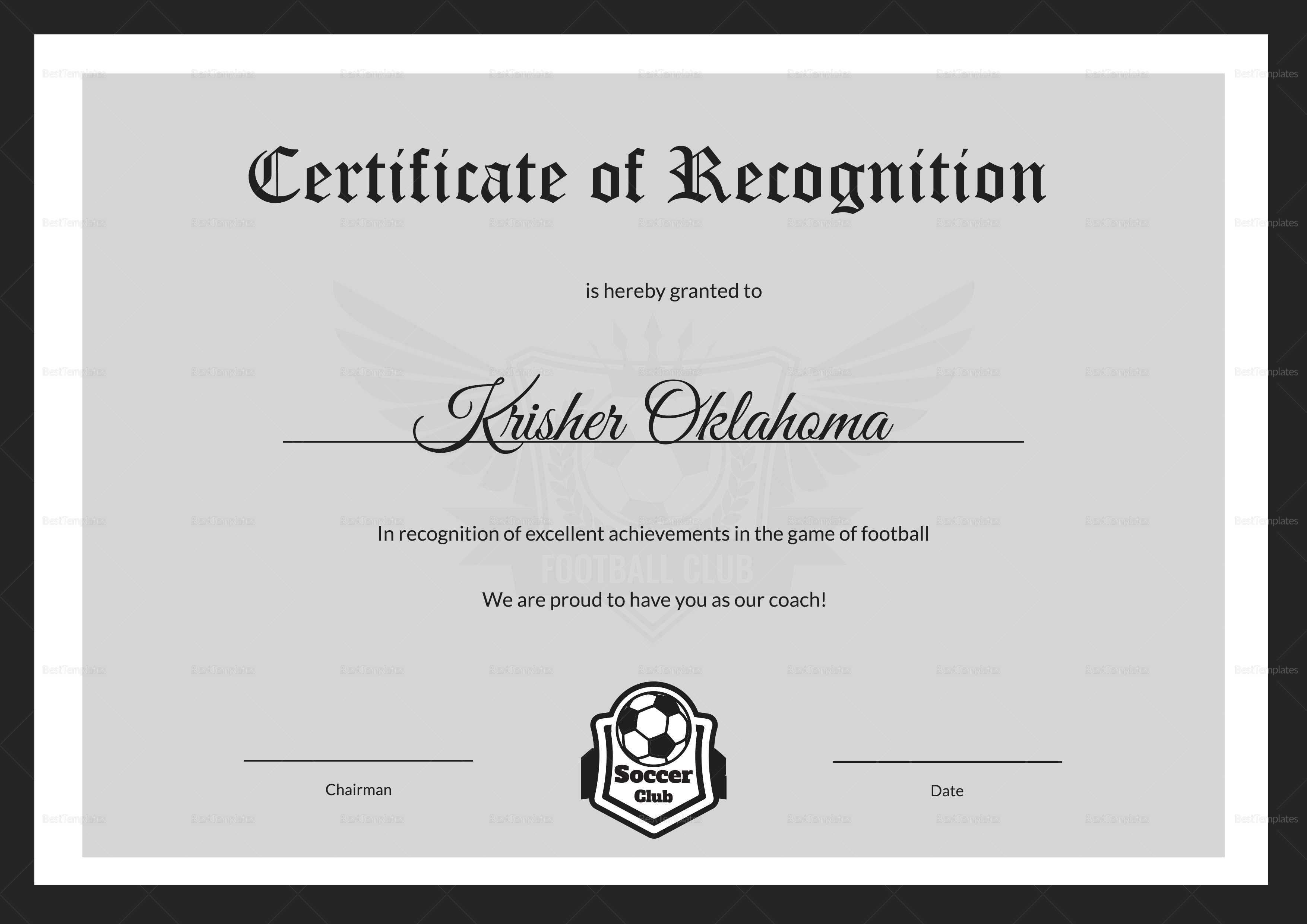 Excellent Coach Football Certificate Template Regarding Football Certificate Template