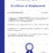 Excellent Employment Certificate Template Regarding Good Job Certificate Template