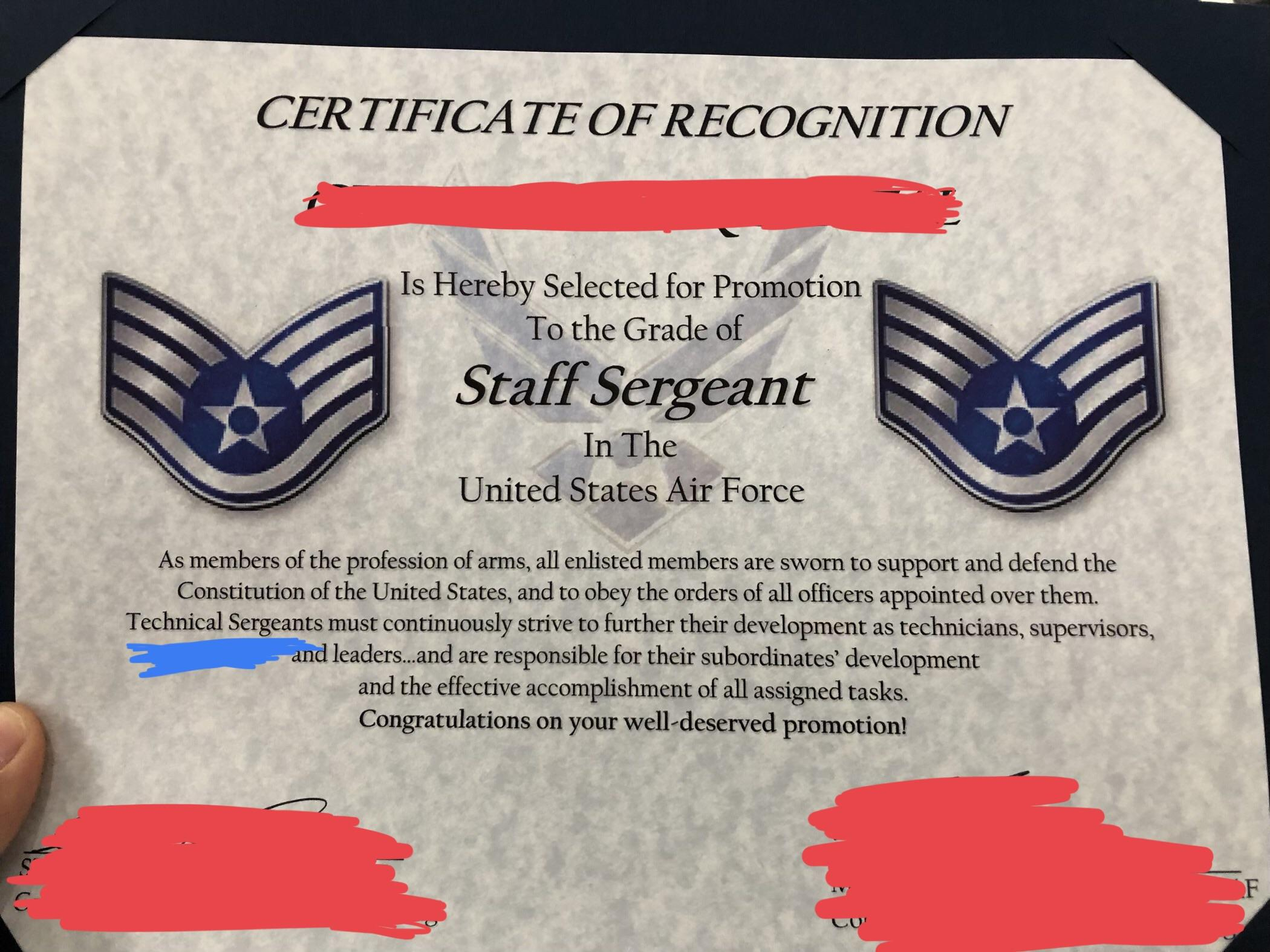 Excited For My Promotion To Sta— Uhh : Airforce Regarding Regarding Officer Promotion Certificate Template