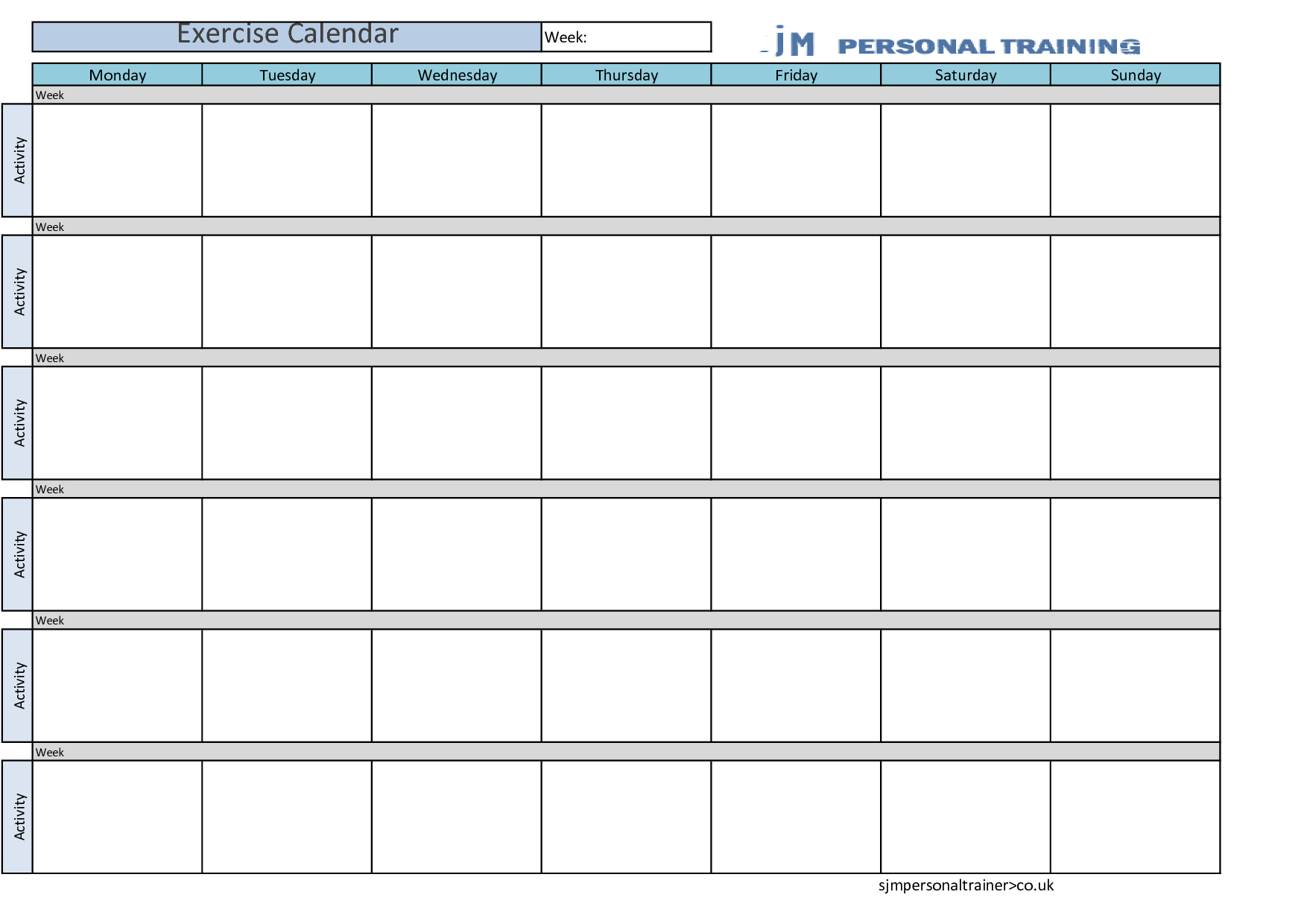 Exercise Calendarkerrybuckvic Xmdrrdox | Calendar With Regard To Blank Workout Schedule Template