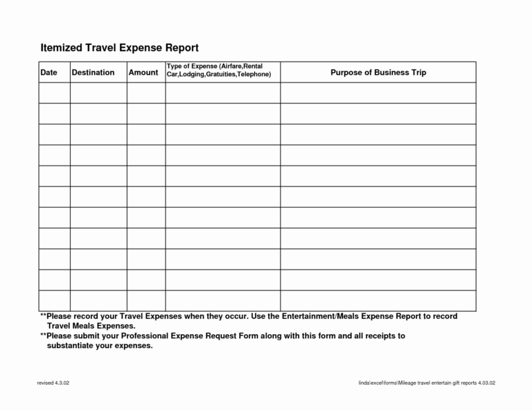 Expense Report Template Excel 2010
