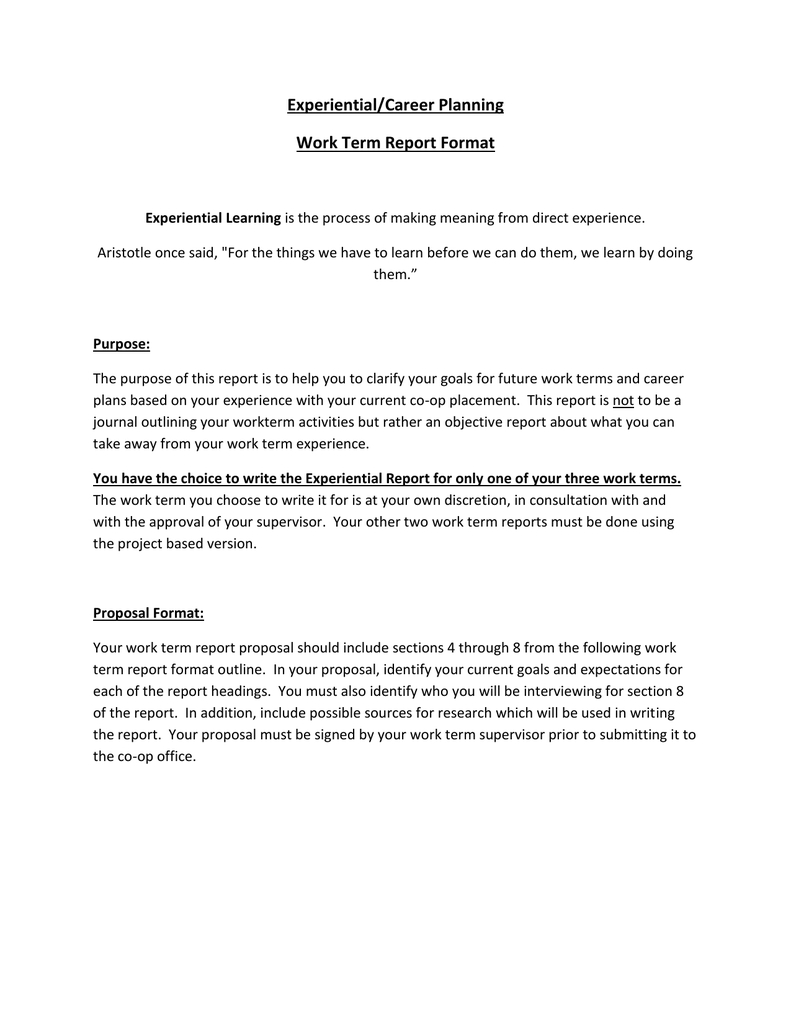 Experiential/career Planning Work Term Report Format Throughout How To Write A Work Report Template