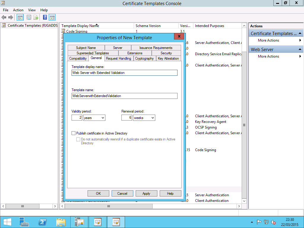 Extended Validation (Ev) With An Internal Certificate Throughout Certificate Authority Templates