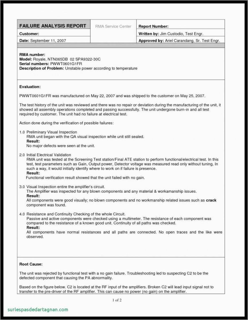 Failure Analysis Report Template Within Failure Analysis Report Template