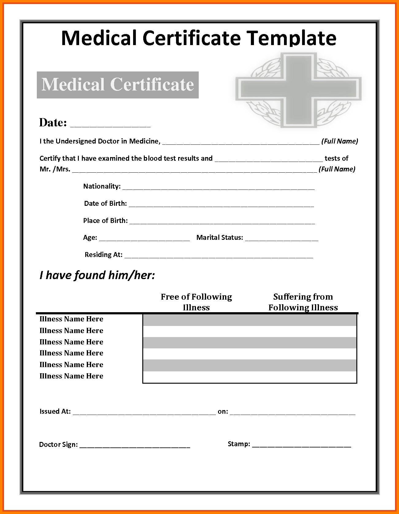 Fake Medical Certificate Template Download In Fake Medical Certificate Template Download