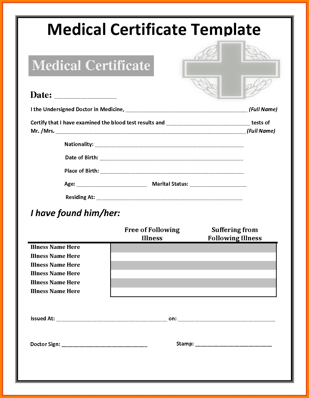 Fake Medical Certificate Template Download With Free Fake Medical Certificate Template