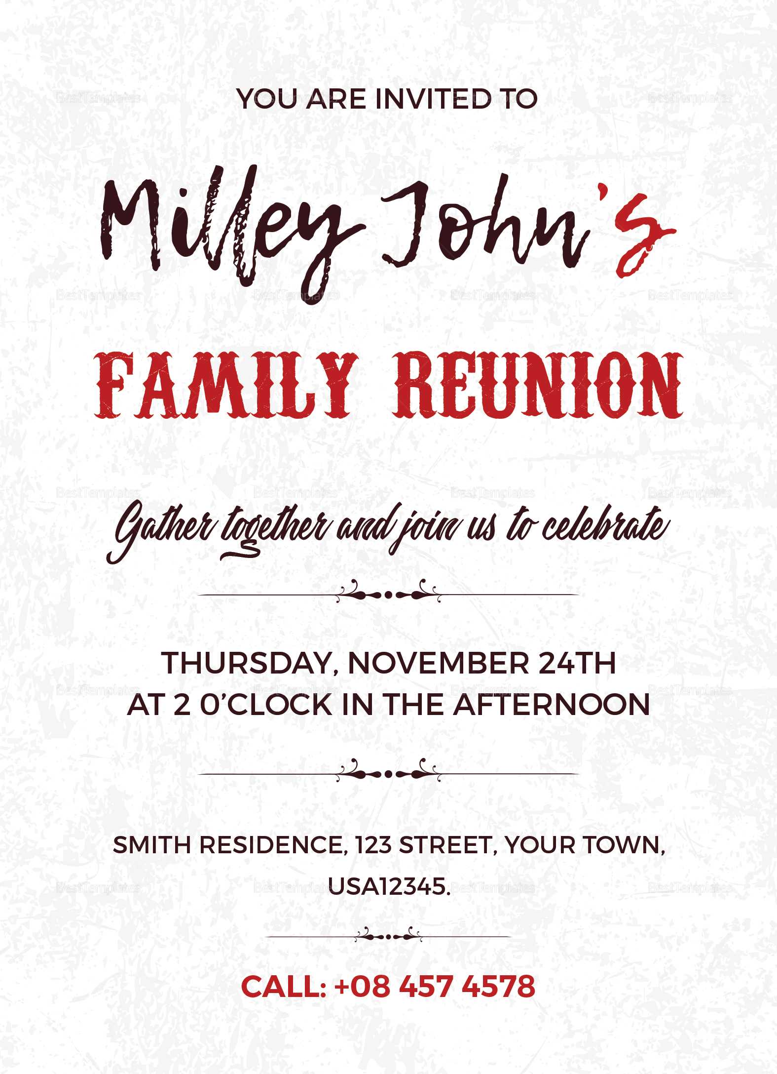 Family Reunion Invitation Card Template Throughout Reunion Invitation Card Templates