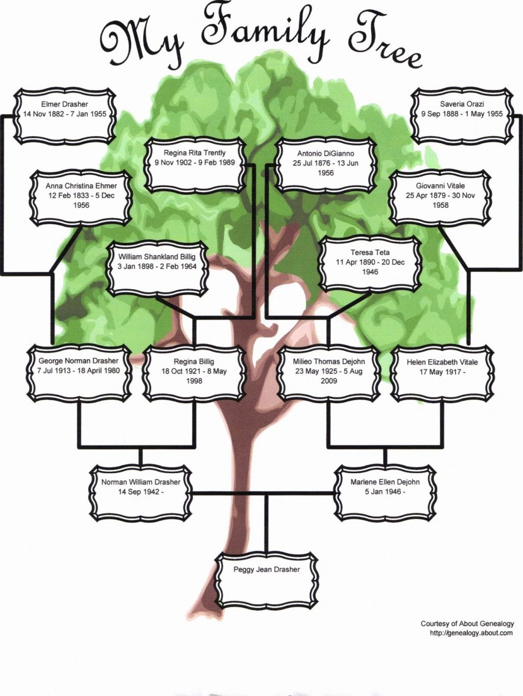 Family Tree Ppt Template Free Download Blank Generation In Powerpoint Genealogy Template