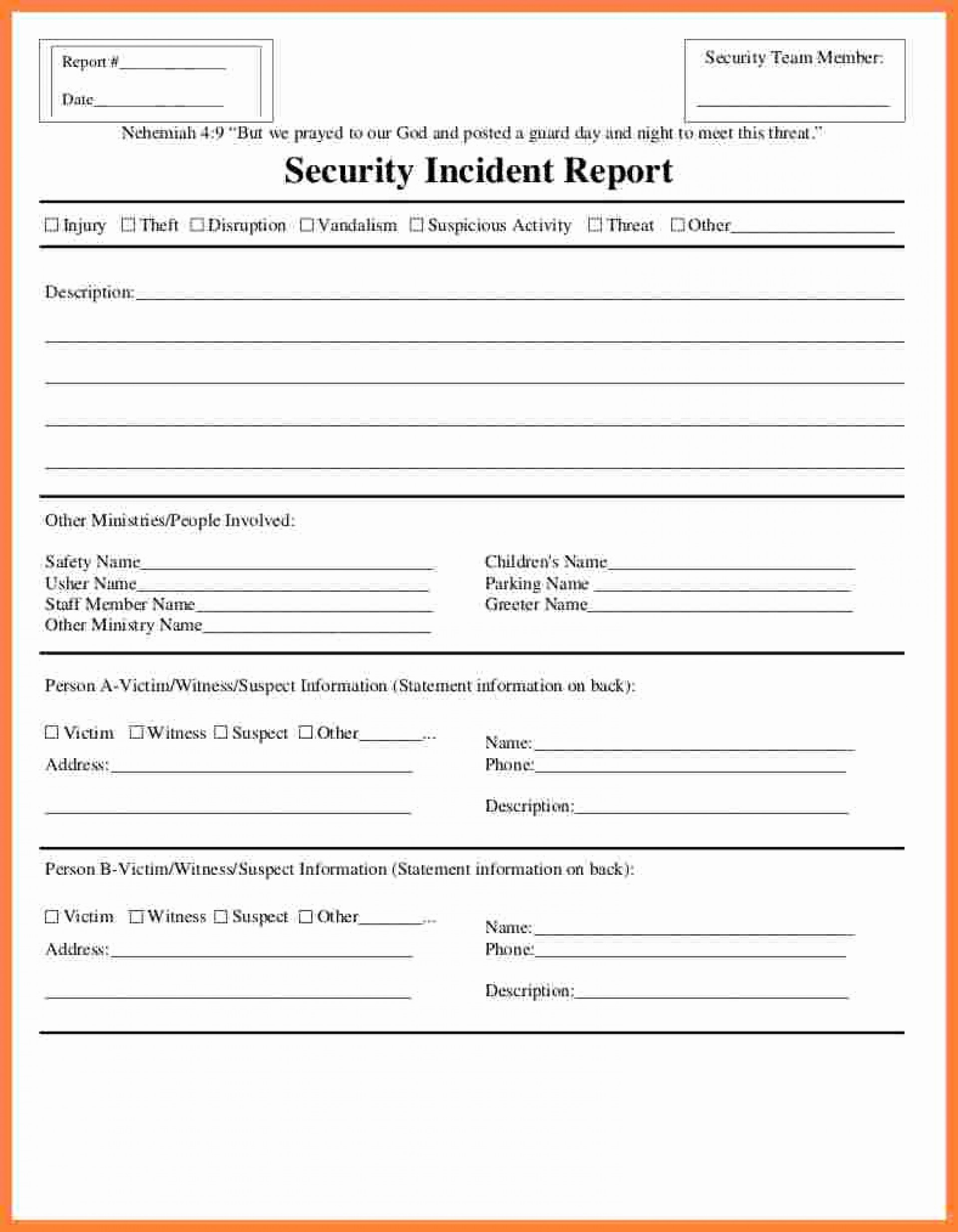 Fantastic Generic Incident Report Template Ideas Form Pdf Intended For Generic Incident Report Template