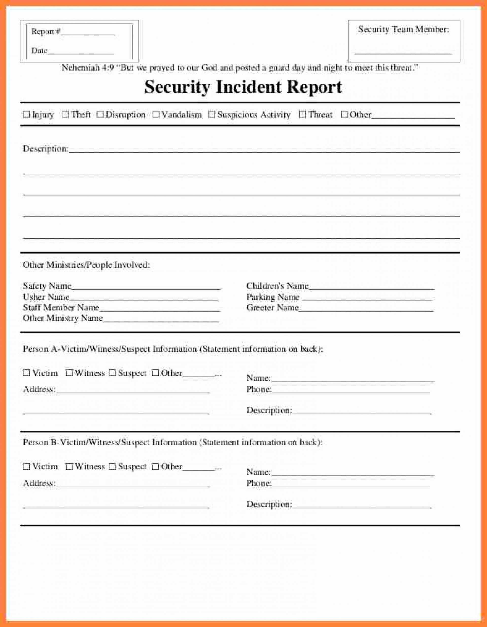 Fantastic Generic Incident Report Template Ideas Form Pdf Intended For Generic Incident Report Template