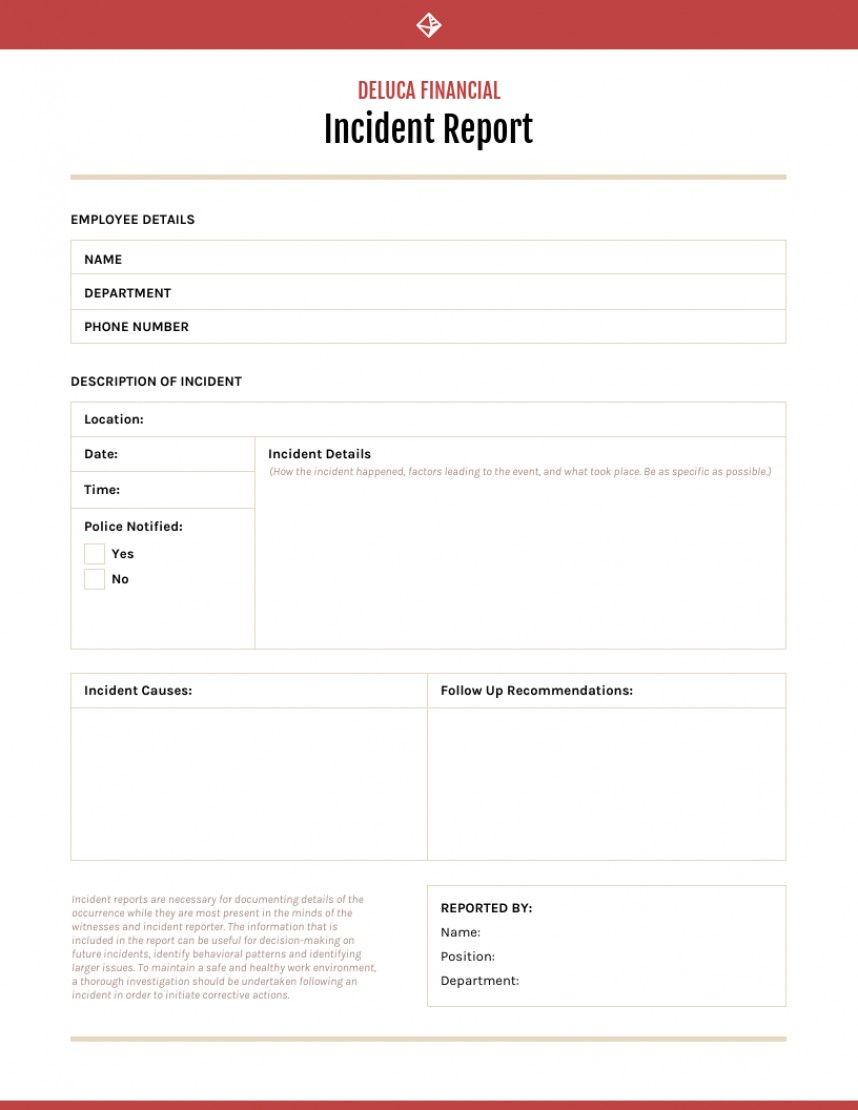 Fantastic Generic Incident Report Template Ideas Form Pdf With Regard To Generic Incident Report Template