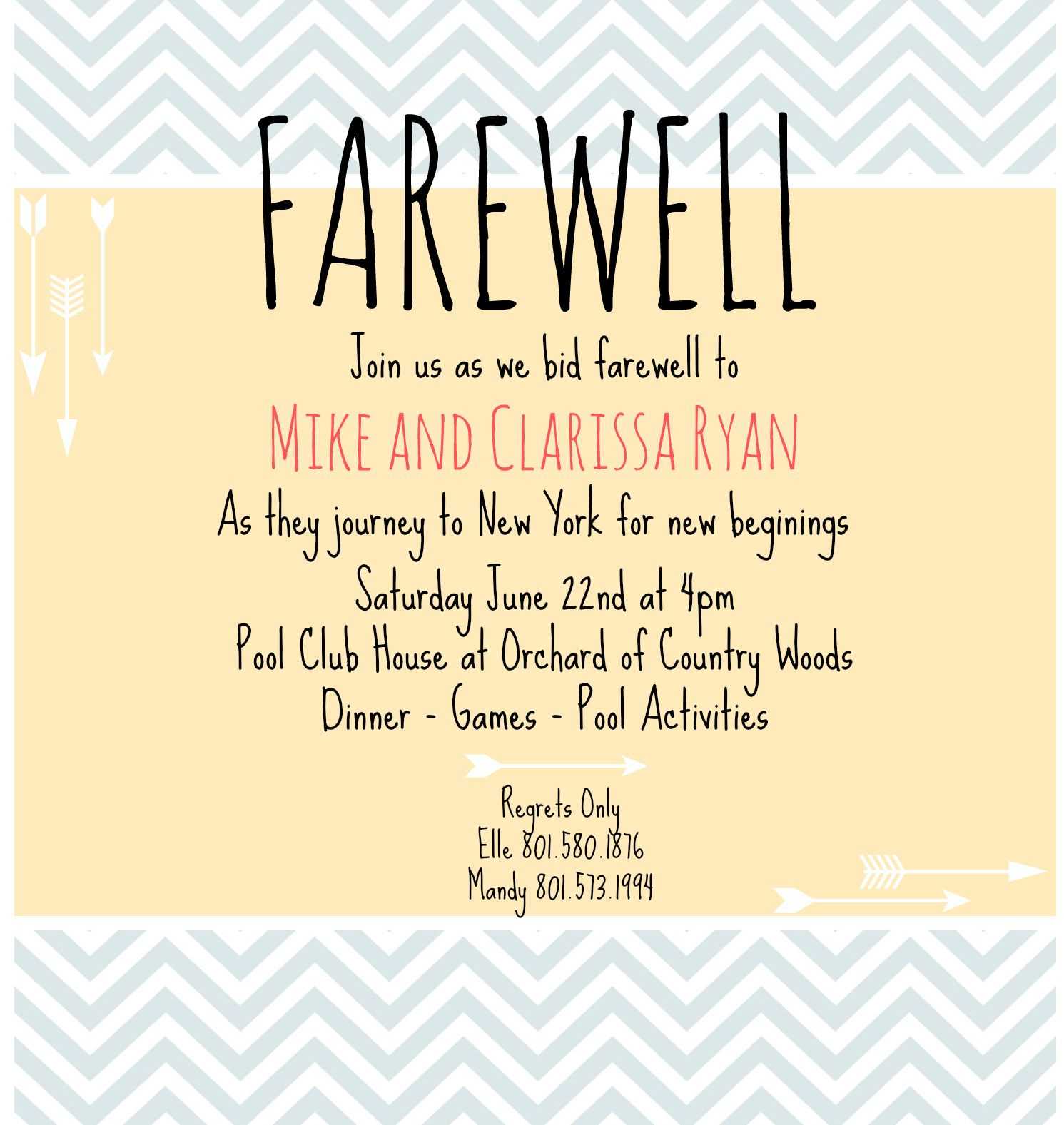 Farewell Invite | Farewell Party Invitations, Going Away For Farewell Invitation Card Template