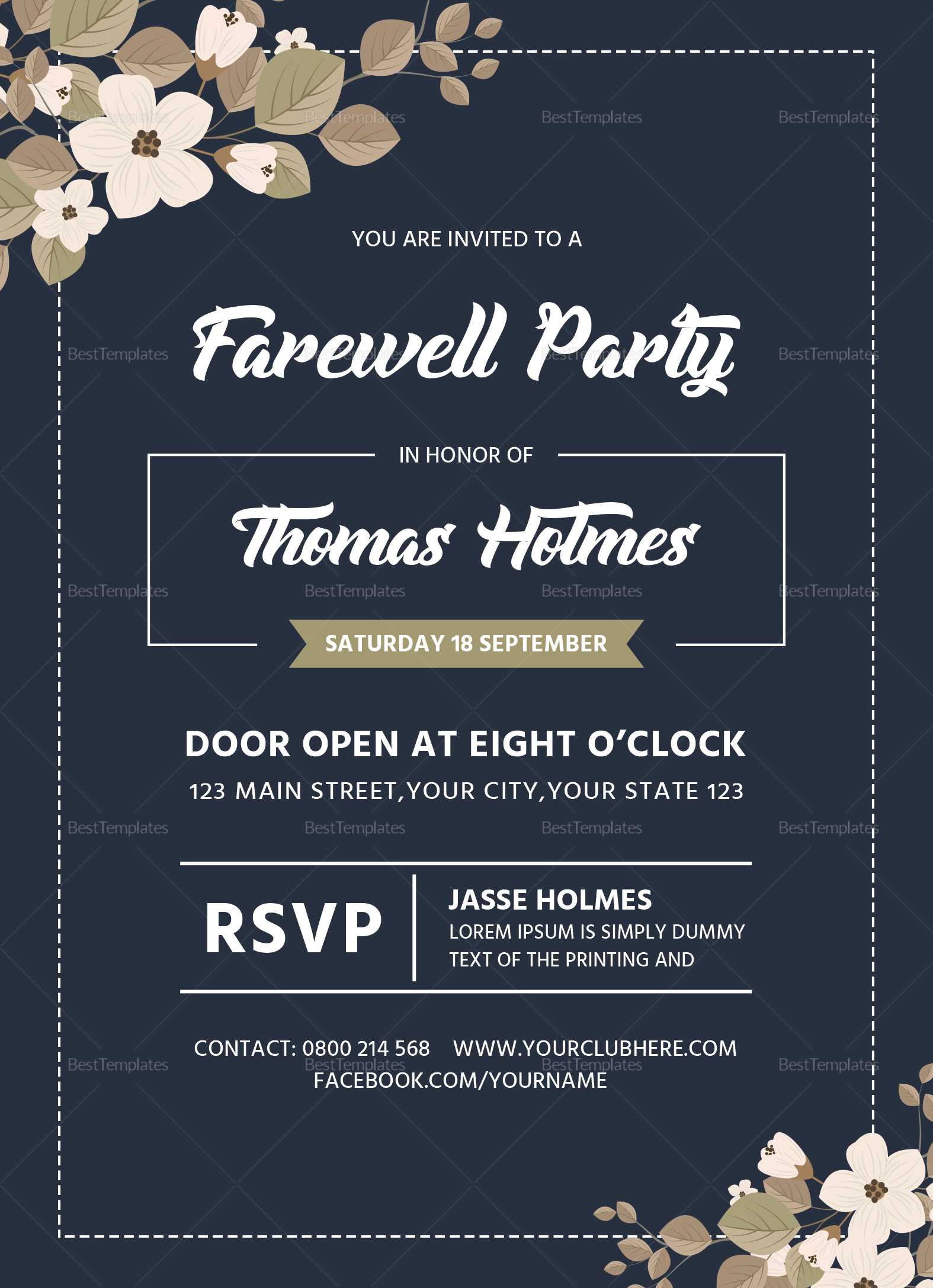 Farewell Party Invitation Card Template Pertaining To Farewell Invitation Card Template