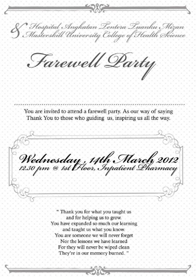 Farewell Party Invitation Note In 2019 | Farewell Party Throughout Farewell Invitation Card Template