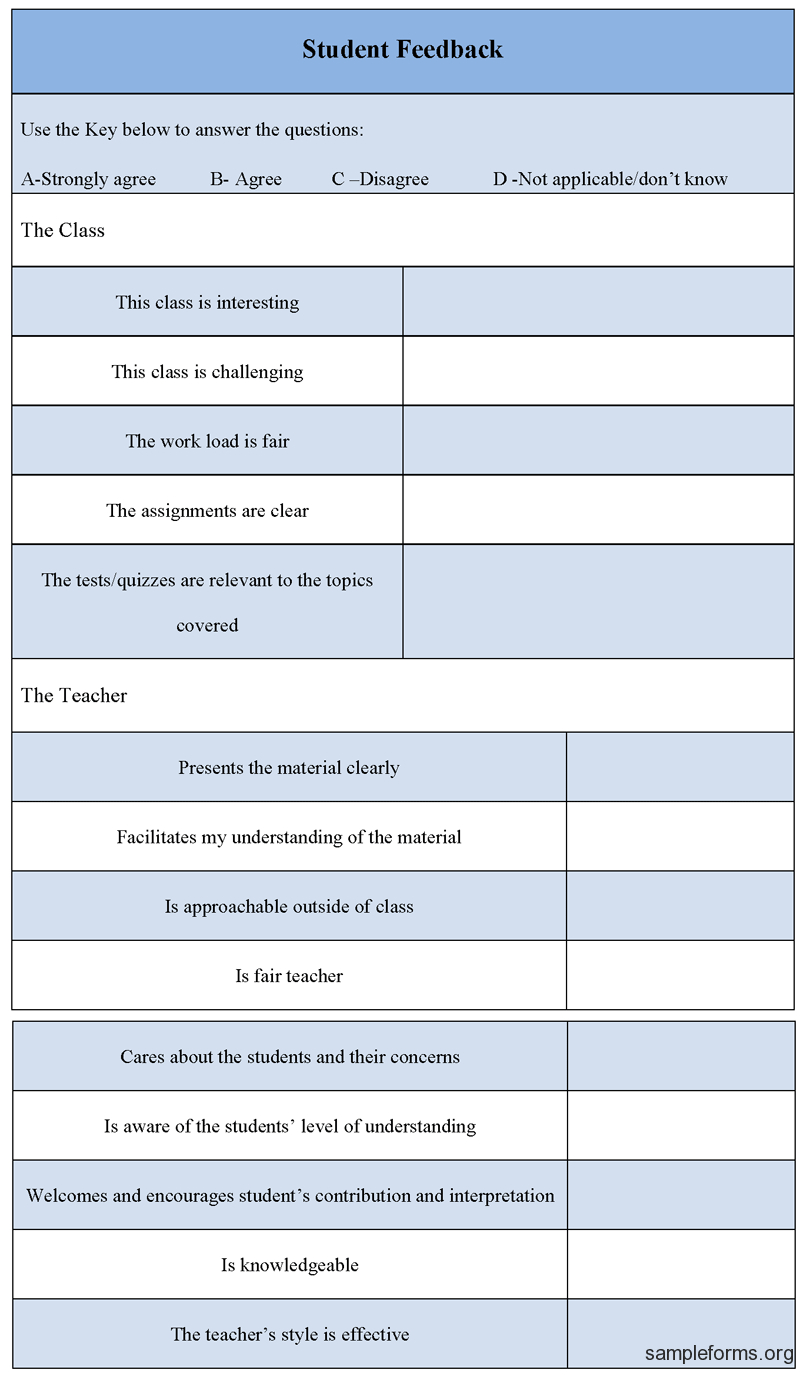 Feedback Form Templaterdrk Order Forms Best Photos Of Free Throughout Student Feedback Form Template Word