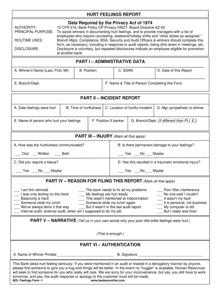 Printable Hurt Feelings Report Pdf Printable World Holiday