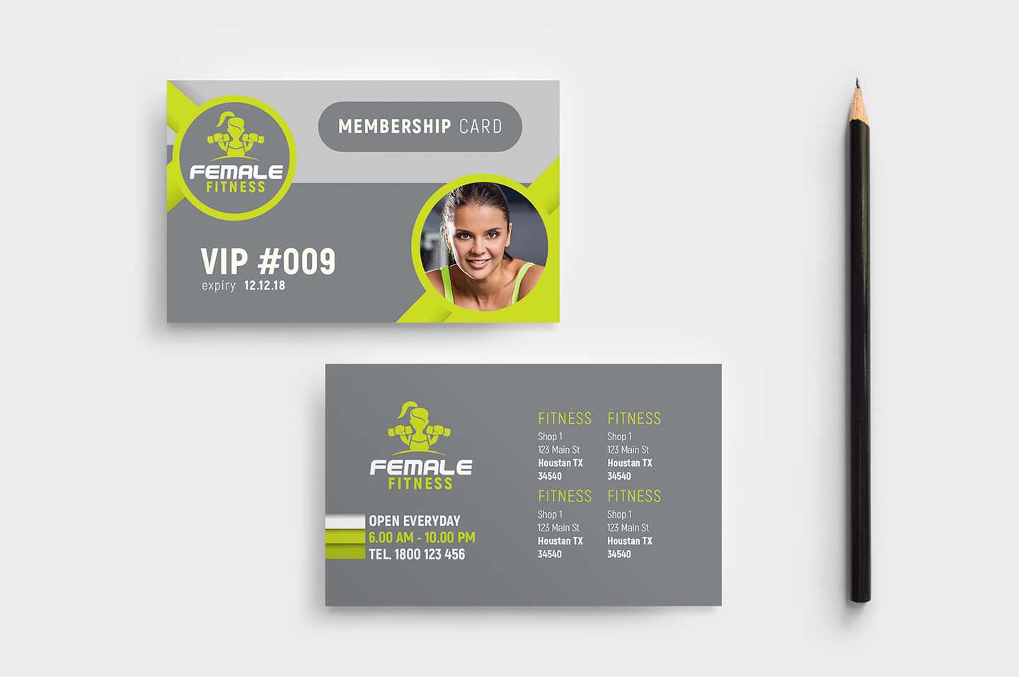 Female Fitness Membership Card Template In Psd, Ai & Vector Throughout Gym Membership Card Template