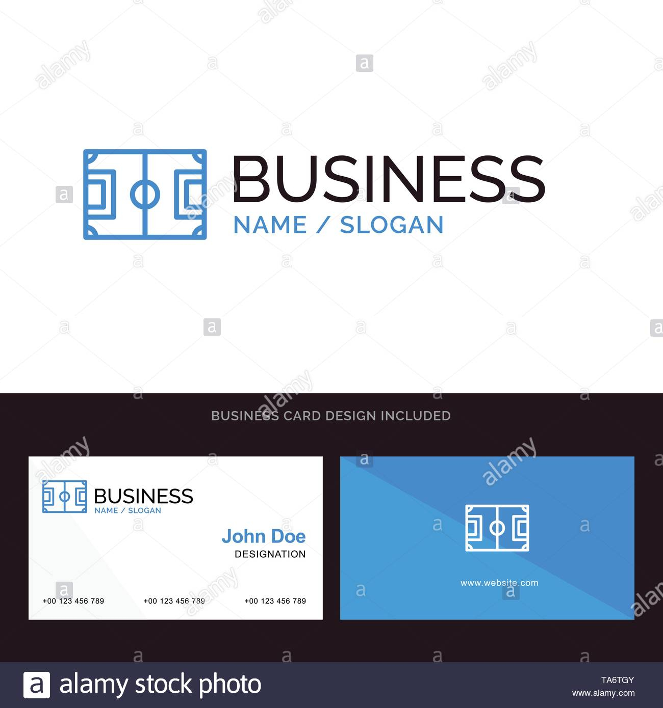 Field, Football, Game, Pitch, Soccer Blue Business Logo And Pertaining To Football Referee Game Card Template