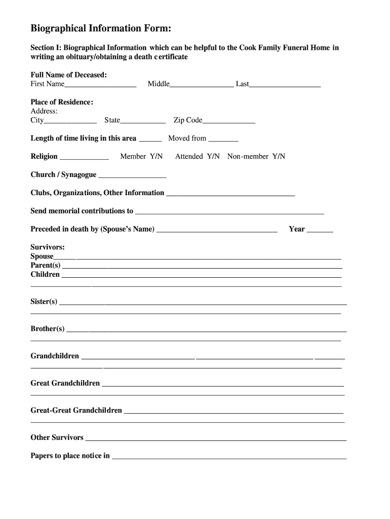 Fill In The Blank Obituary Template – Fill Online, Printable With Regard To Fill In The Blank Obituary Template