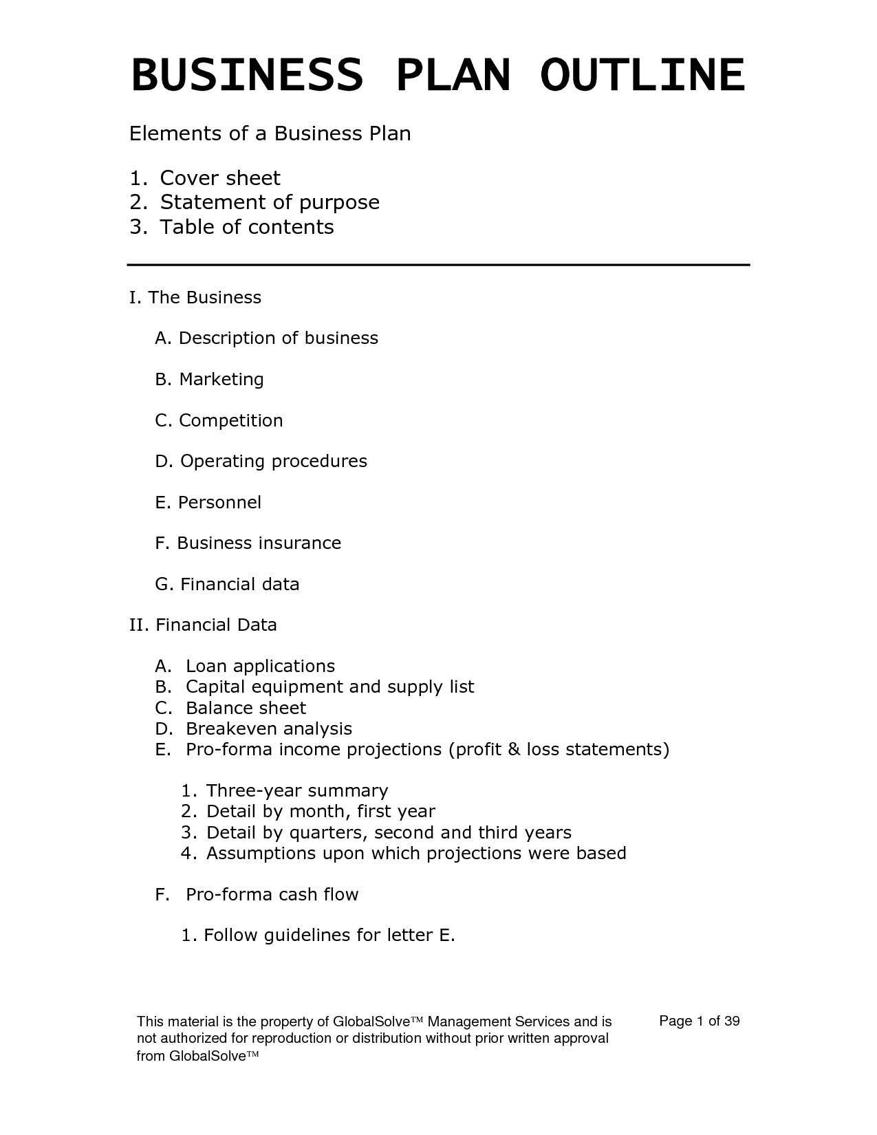 Fill In The Blanks Siness Plan Template Pdf Blank Profit And Within Blank Table Of Contents Template Pdf