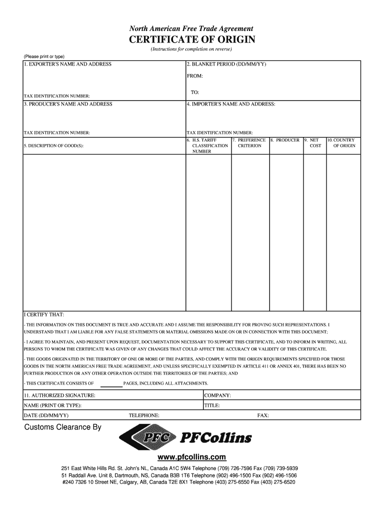 Fillable Nafta Certificate – Fill Online, Printable Regarding Nafta Certificate Template