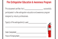 Fillable Online Certificate Of Completion - Fire inside Fire Extinguisher Certificate Template