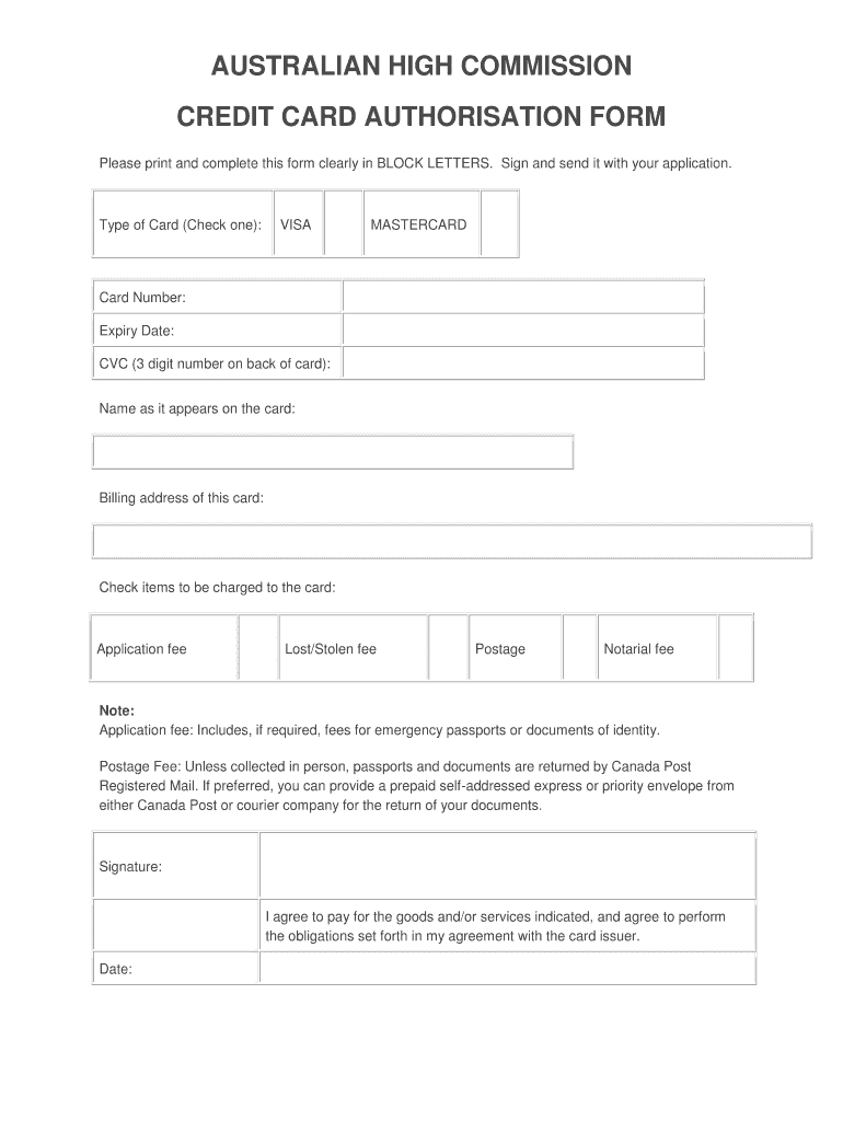 Fillable Online Credit Card Authorisation Form – Australian Within Credit Card Authorisation Form Template Australia