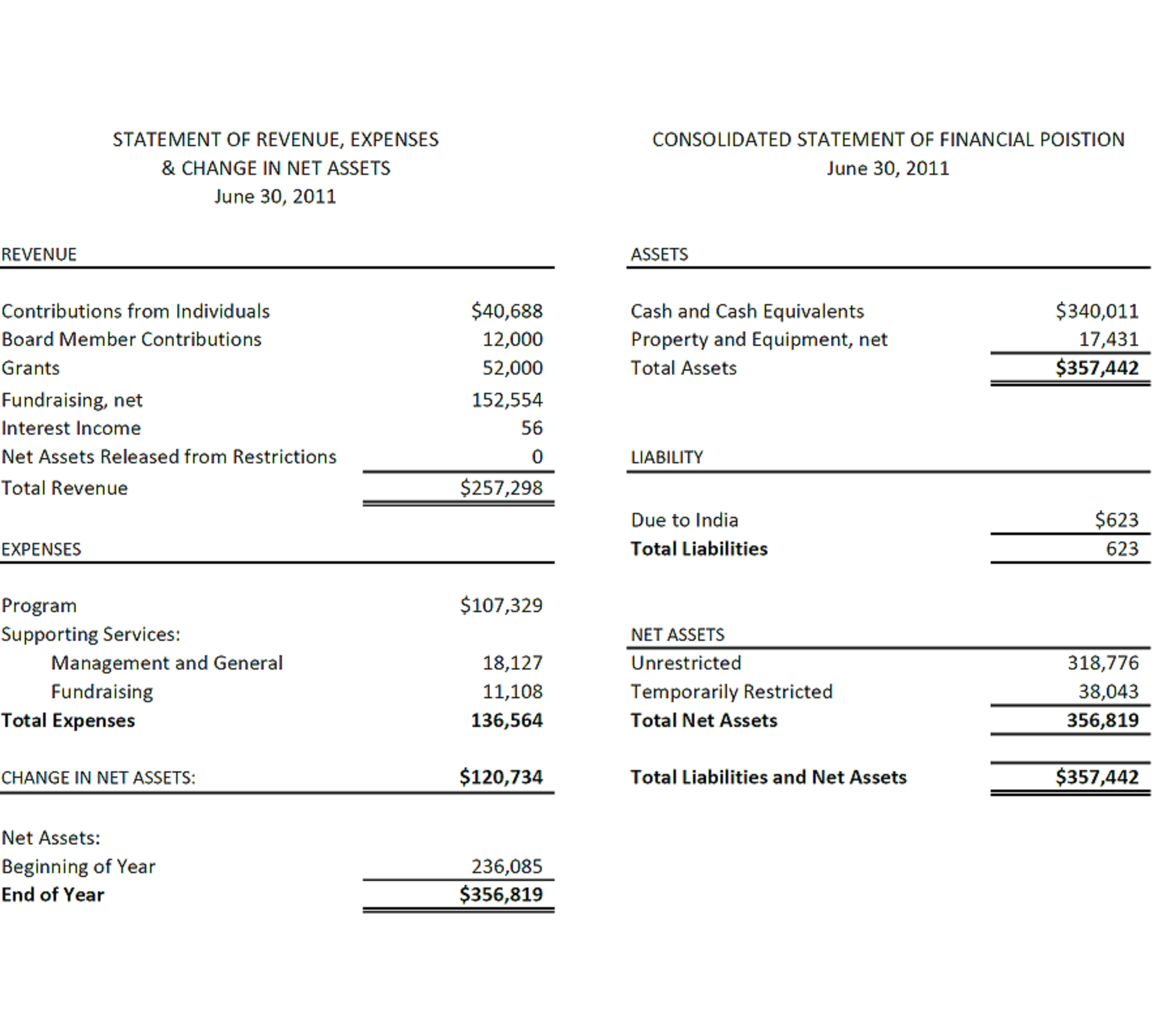 Financial Reports Lift Foundation Statements Sample Report Pertaining To Annual Financial Report Template Word