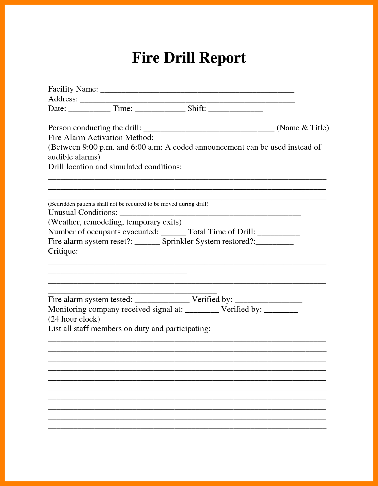 Fire Drill Report Template Uk 12 Things That Happen When Throughout Emergency Drill Report Template